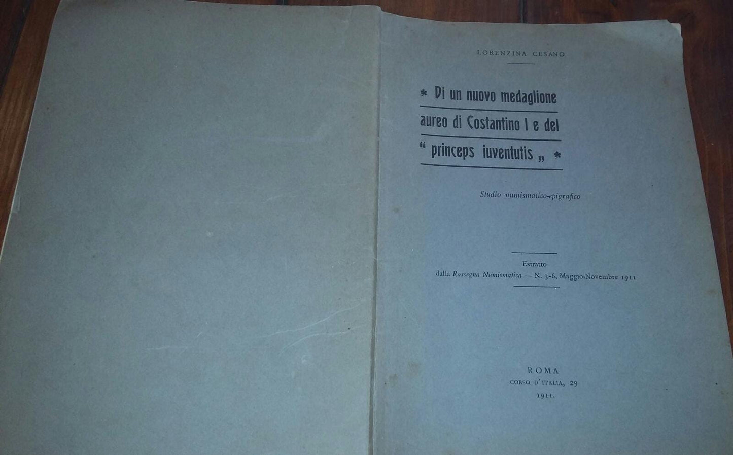 Di un nuovo medaglione aureo di Costantino I e del princeps iuventutis. Studio numismatico-epigrafico - copertina