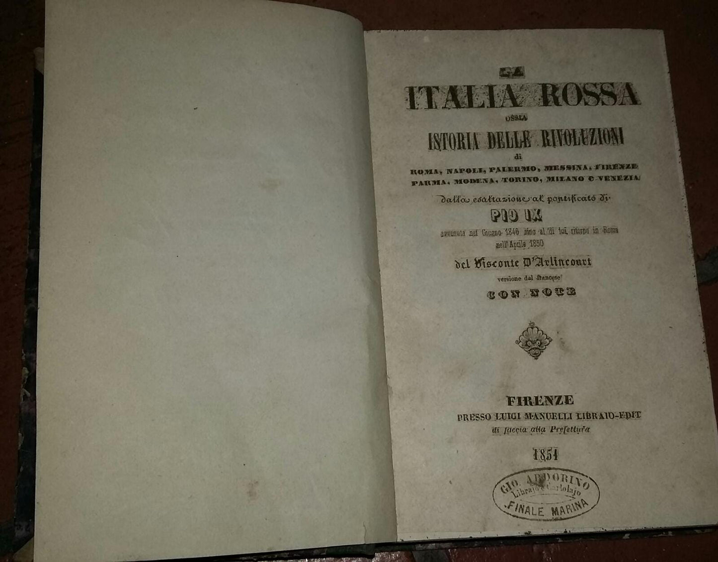 La Italia Rossa ossia Istoria delle rivoluzioni - copertina