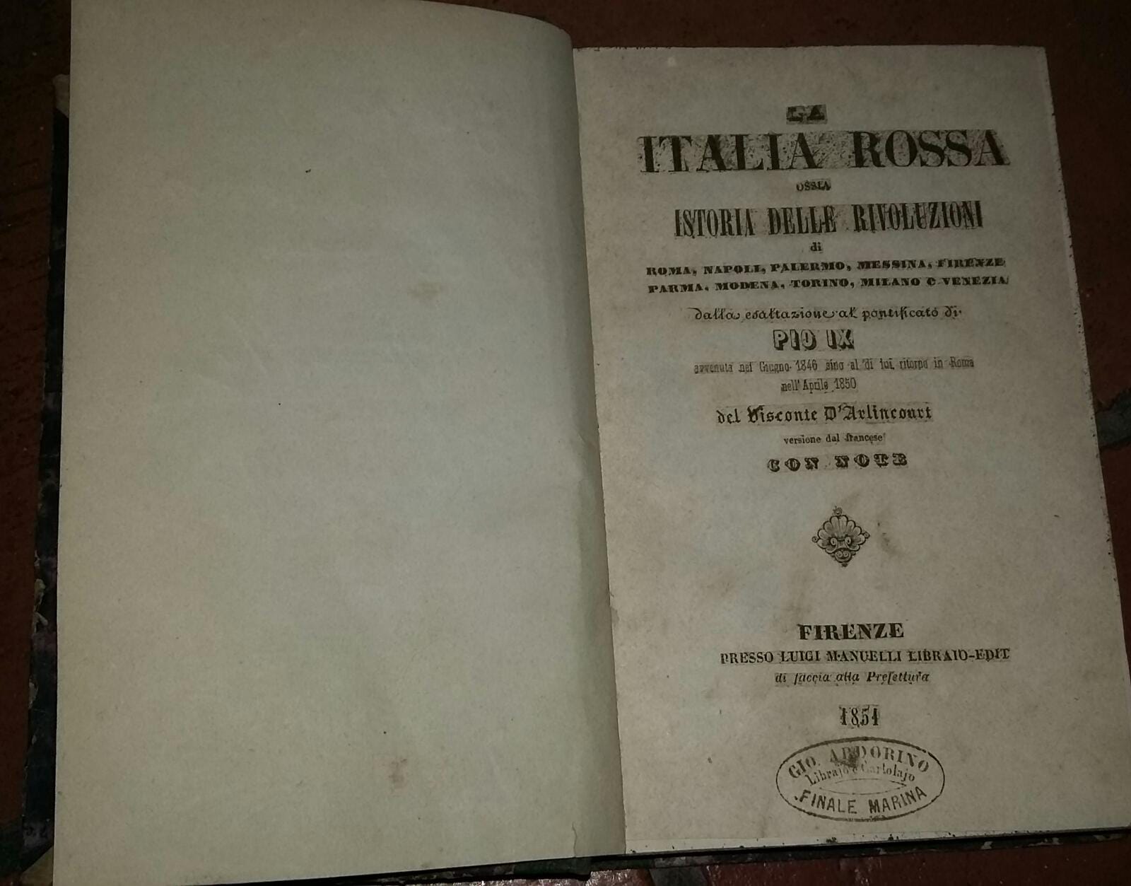 La Italia Rossa ossia Istoria delle rivoluzioni - copertina