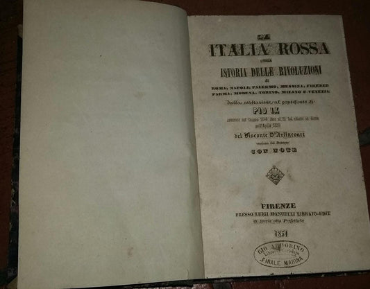 La Italia Rossa ossia Istoria delle rivoluzioni - copertina