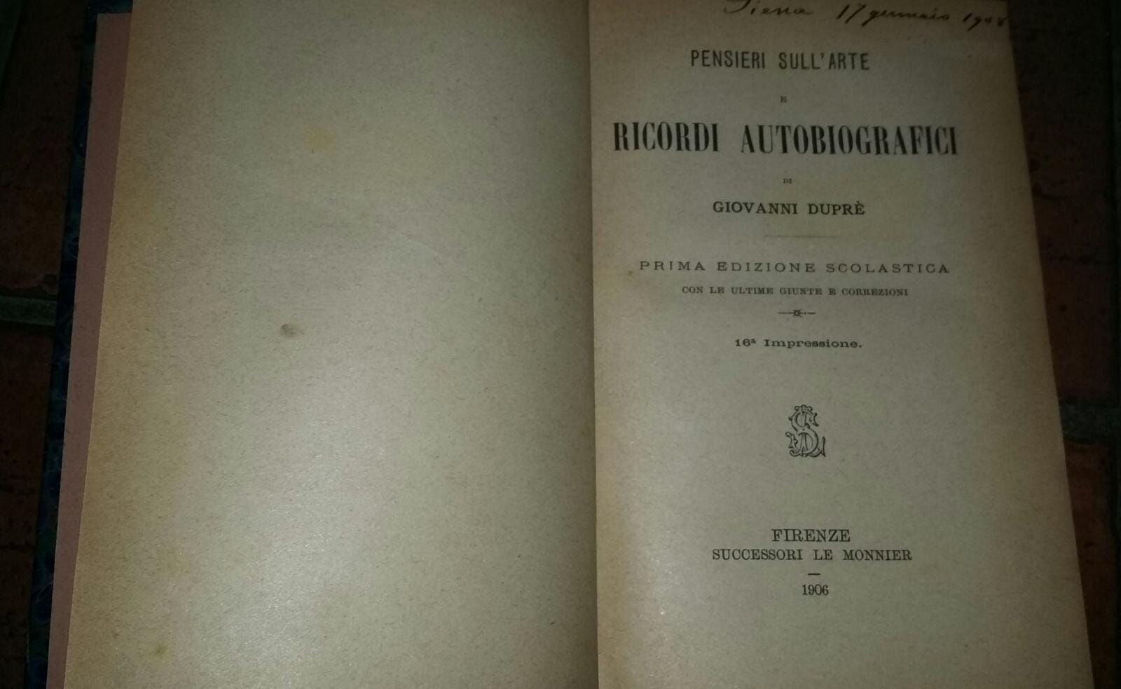 Pensieri sull' arte e ricordi autobiografici - copertina