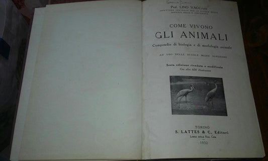 Come vivono gli animali.Compendio di biologia e di morfologia animale - copertina