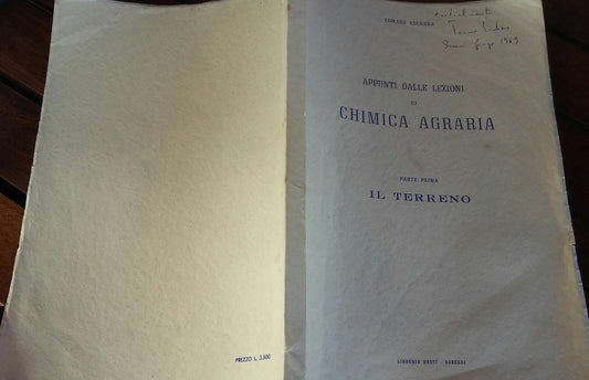 Appunti dalle lezioni di Chimica Agraria.Il Terreno.parte prima - copertina