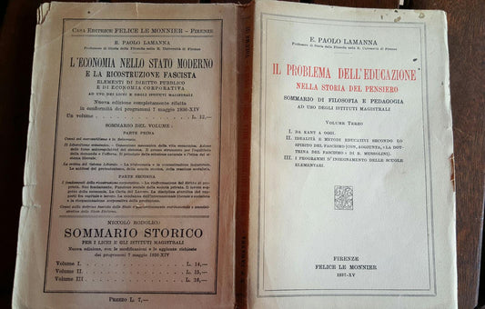 Il problema dell'educazione nella storia del pensiero  Volume terzo - copertina