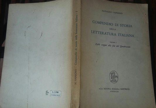 Compendio di storia della Letteratura Italiana.volume I - copertina