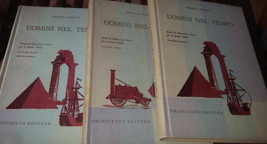 Uomini nel tempo .Corso di storia e nozioni di educazione civica per le scuole medie.Volume I II III - copertina