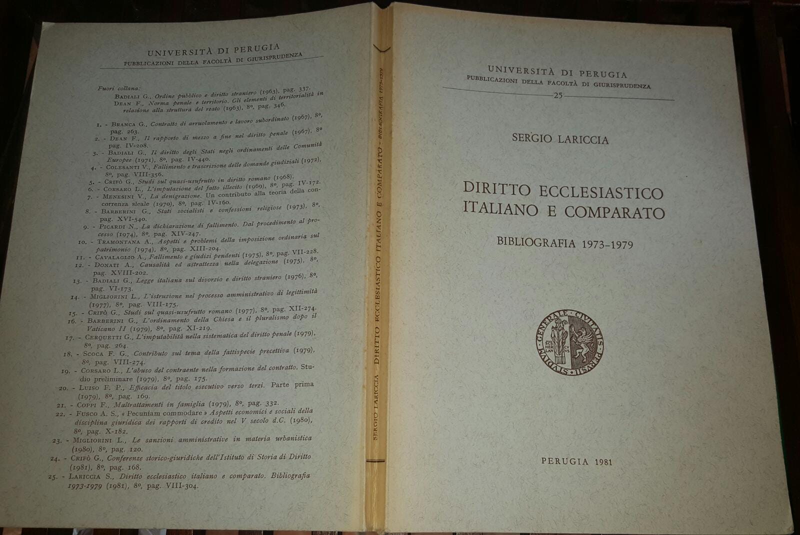 Diritto ecclesiastico italiano e comparato. Bibliografia 1973-1979 - copertina