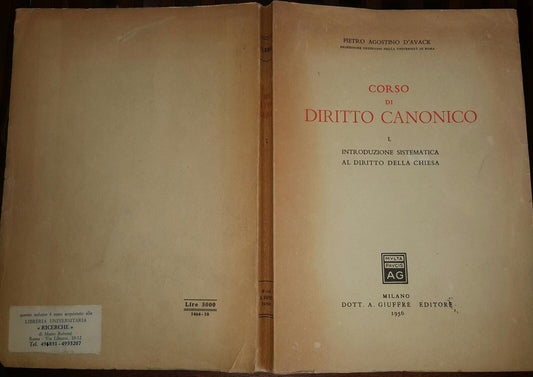 Corso di diritto canonico. I  Introduzione sistematica al diritto della chiesa - copertina