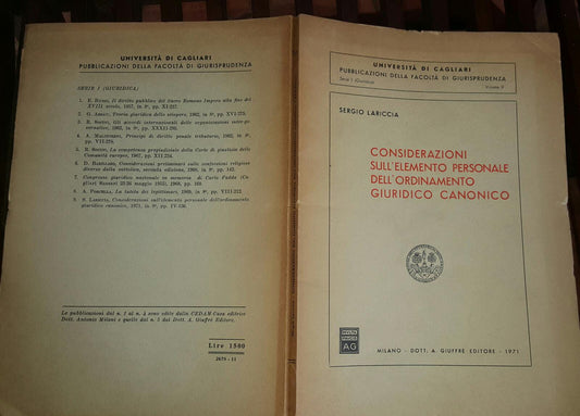 Considerazioni sull'elemento personale dell'ordinamento giuridico canonico - copertina
