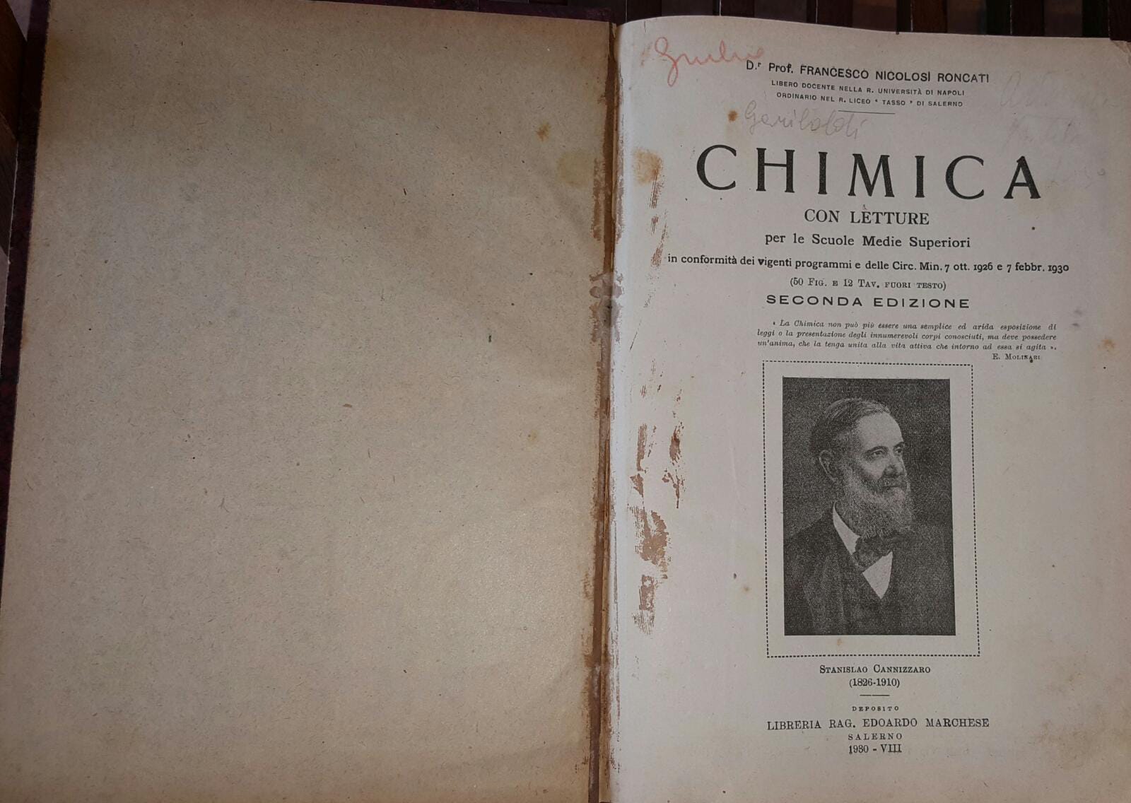 Chimica con letture per le scuole medie - copertina