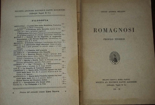 Romagnosi Profilo storico - copertina