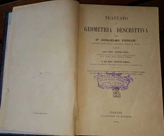Trattato di geometria descrittiva - copertina