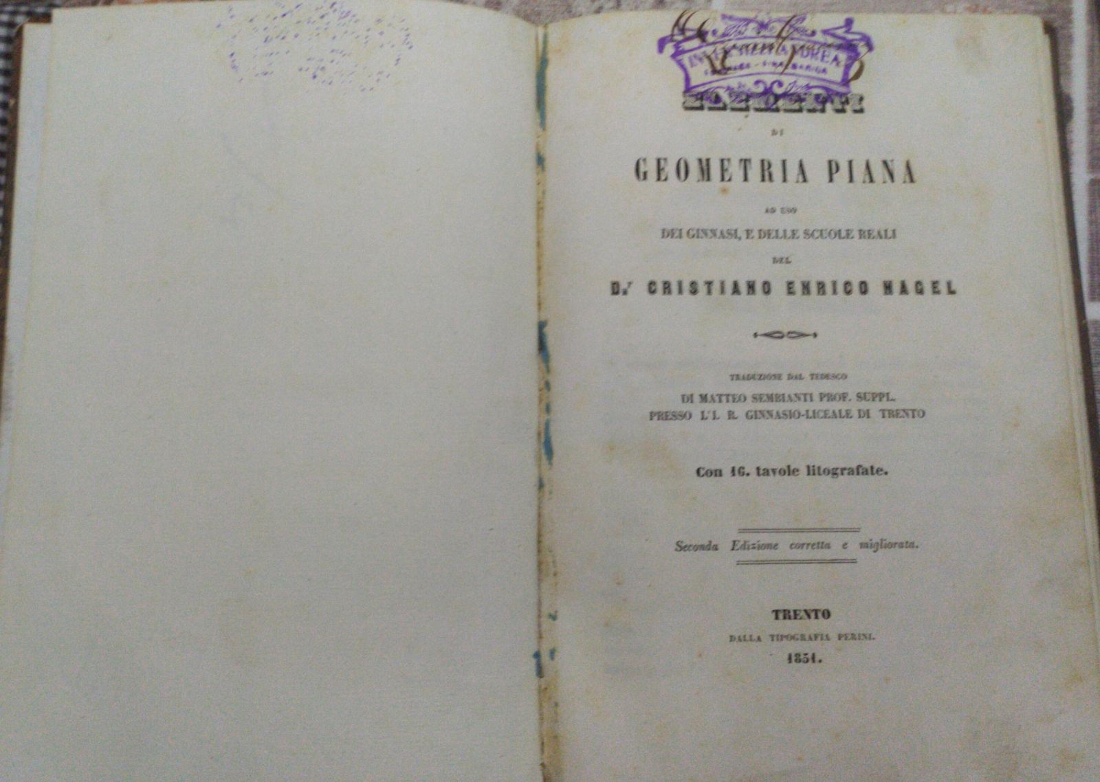 Elementi di geometria piana ad uso dei ginnai, e delle scuole reali - copertina