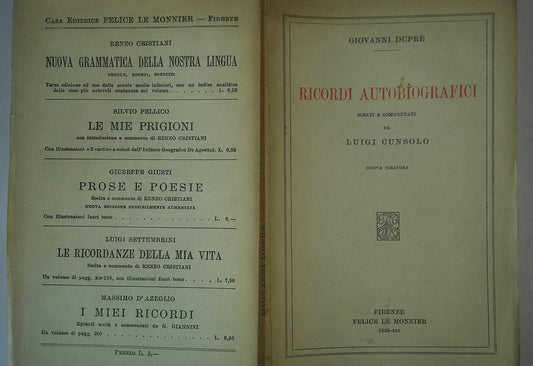Ricordi autobiografici - copertina