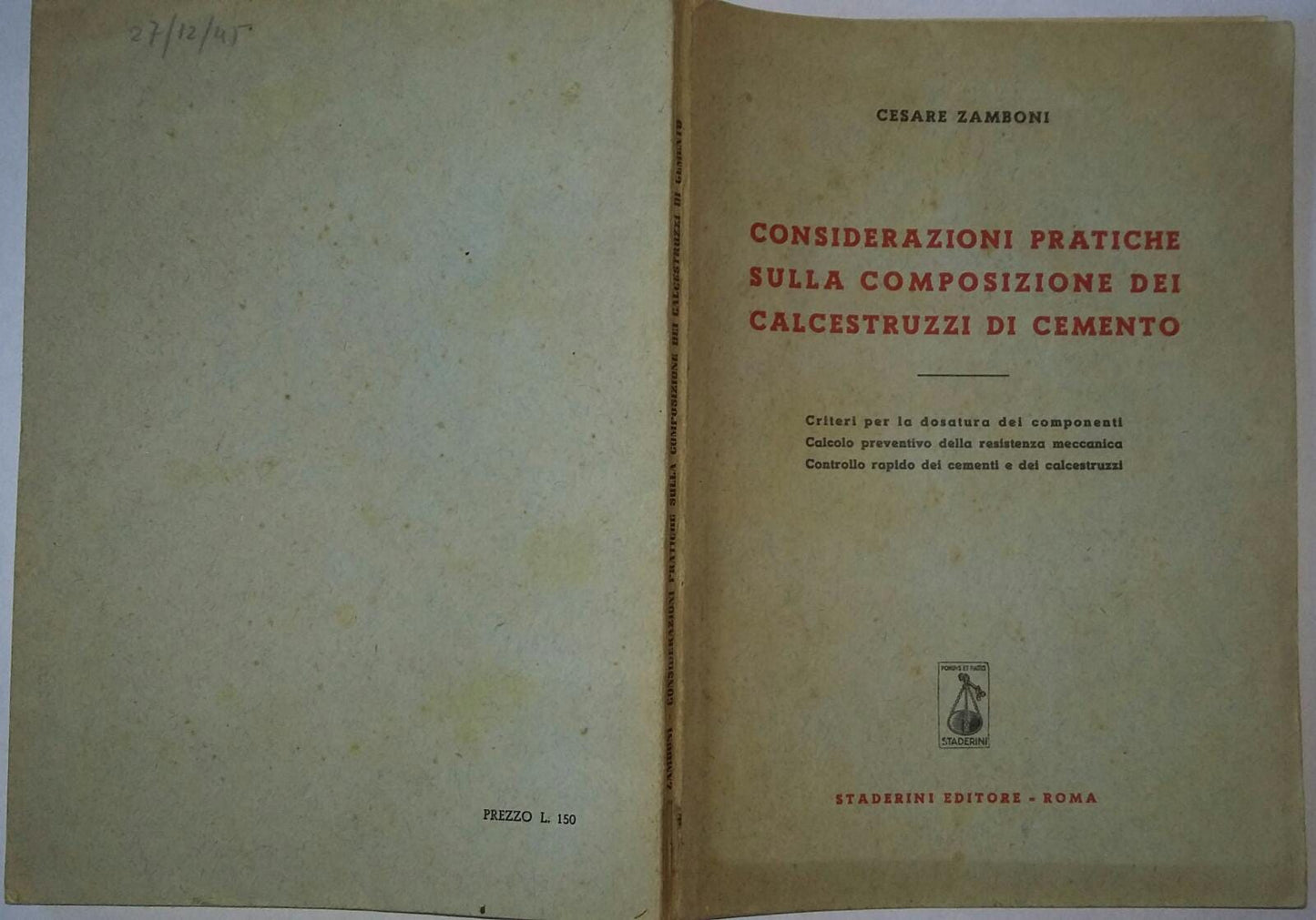 Considerazioni pratiche sulla composizione dei calcestruzzi di cemento - copertina