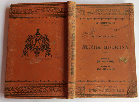 Sommario di storia moderna. Parte I^ (dal 1492 al 1648) - copertina