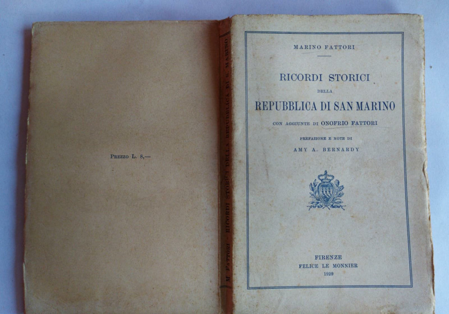Ricordi storici della repubblica di San Marino - copertina