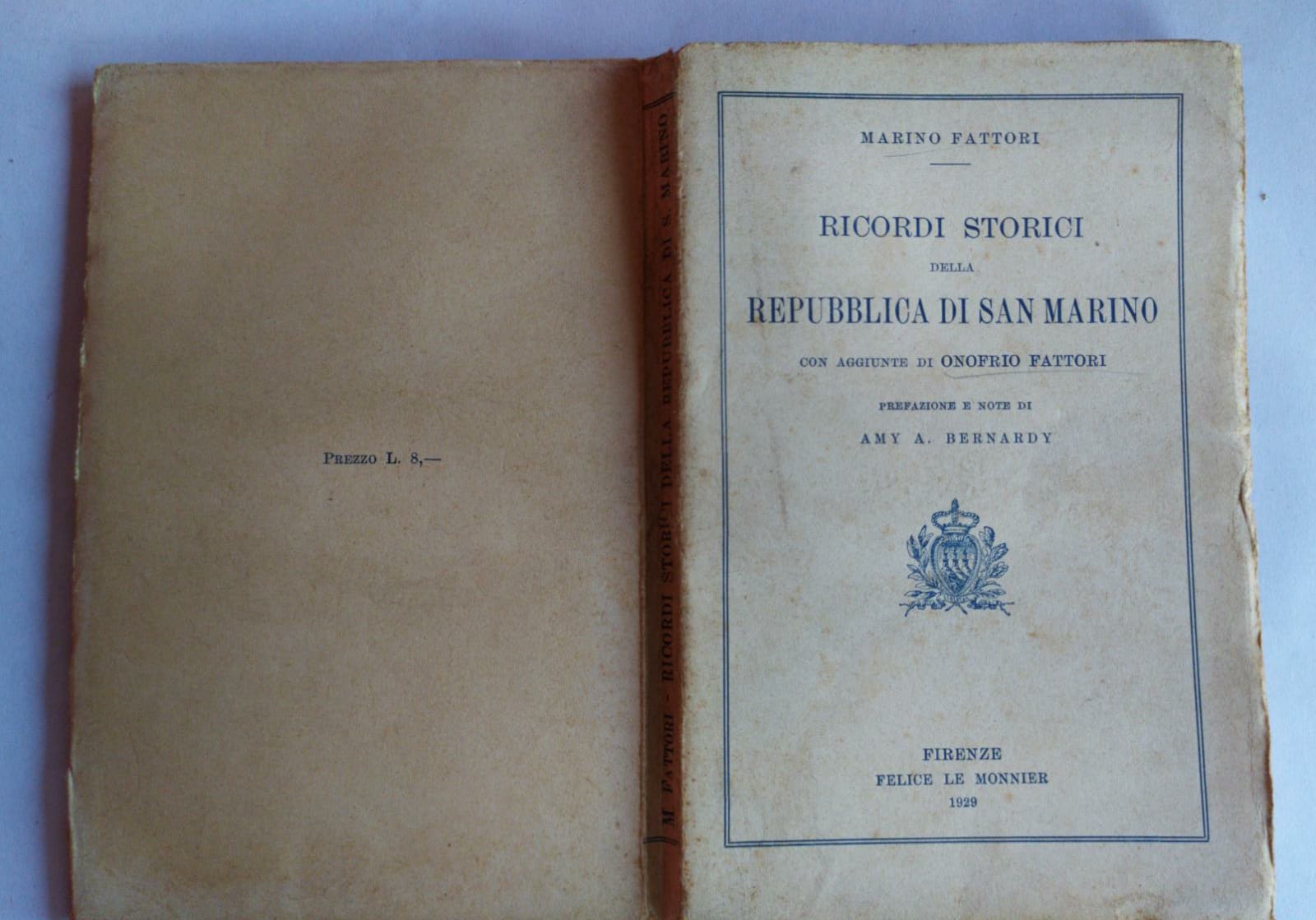 Ricordi storici della repubblica di San Marino - copertina