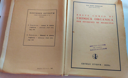 Breve corso di chimica organica per studenti di medicina - copertina