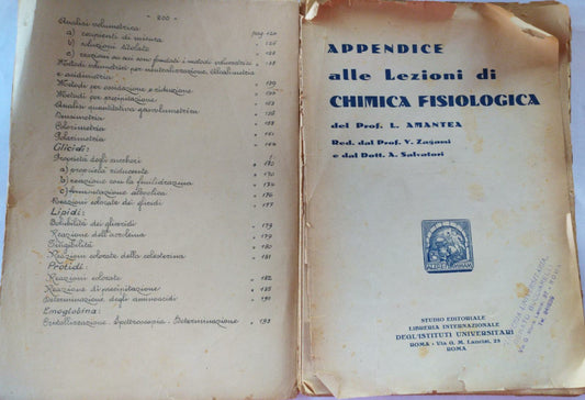 Appendice alle lezioni di chimica fisiologica - copertina