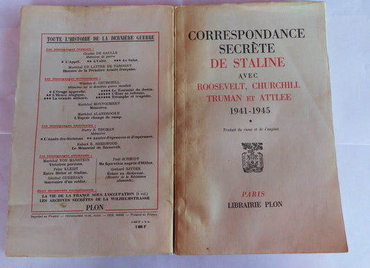 Correspondance secrete de Staline avec Roosevelt, Churchill Truman et Atllee 1941-1945 volume I - copertina