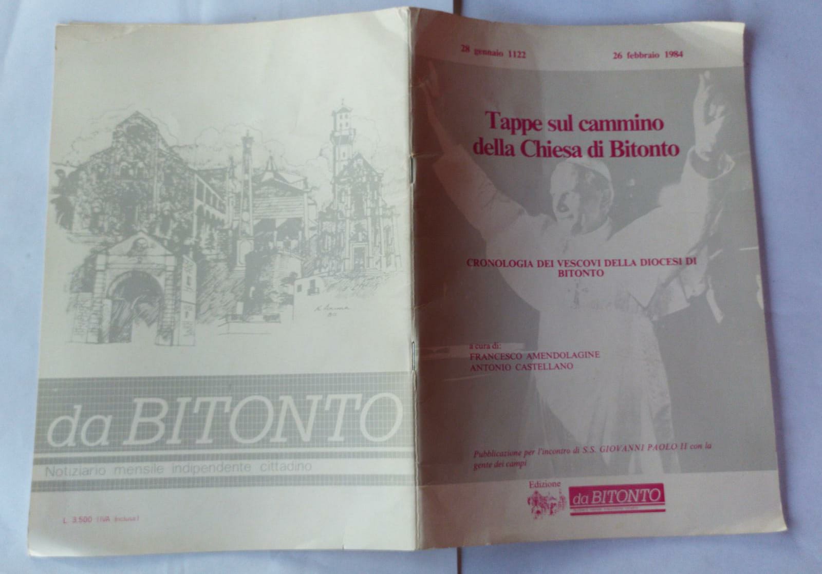 Tappe sul cammino della Chiesa di Bitonto. Cronologia dei vescovi della diocesi di Bitonto - copertina