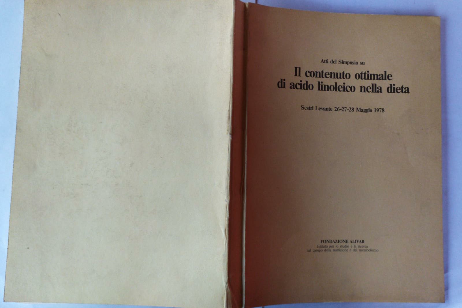 Atti del Simposio su il contenuto ottimale di acido linoleico nella dieta - copertina