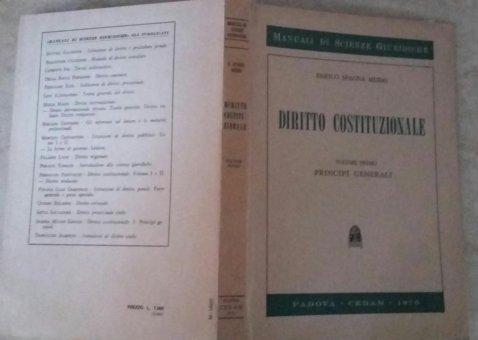 Diritto Costituzionale Volume primo - copertina