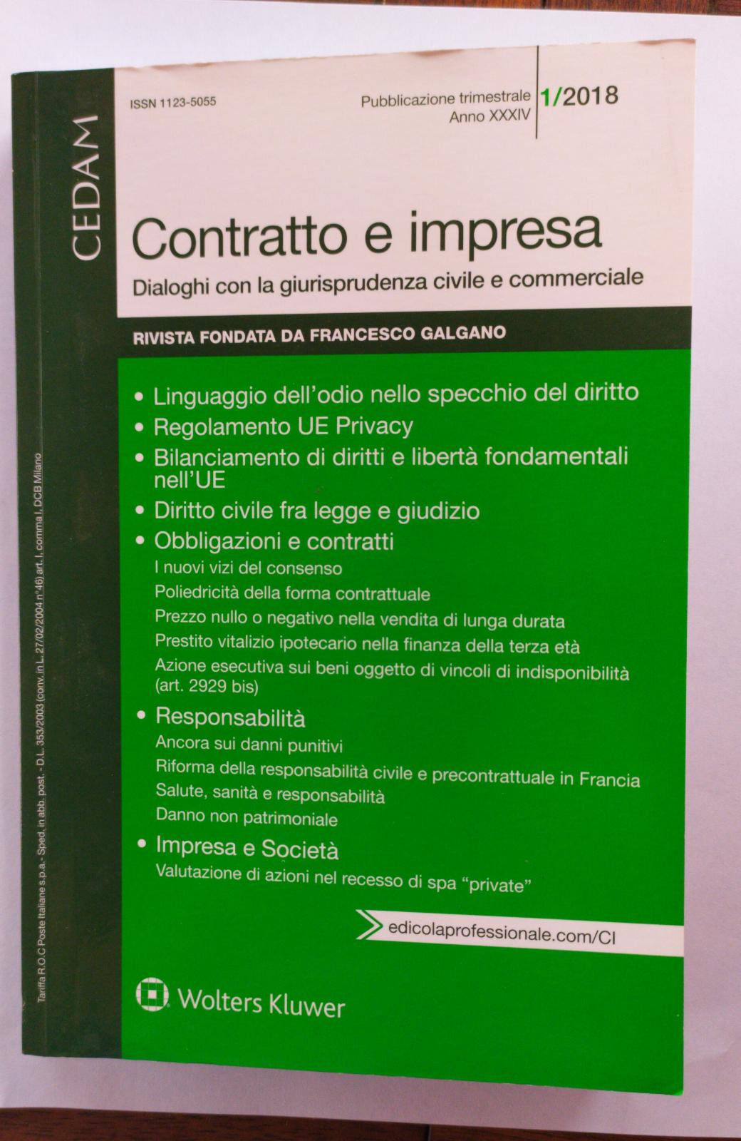 Contratto e impresa. Dialoghi con la giurisprudenza civile e commerciale - copertina