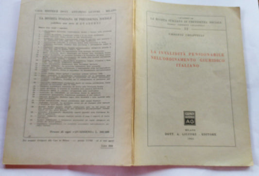 La invalidita' pensionabile nell'ordinamento giuridico italiano - copertina