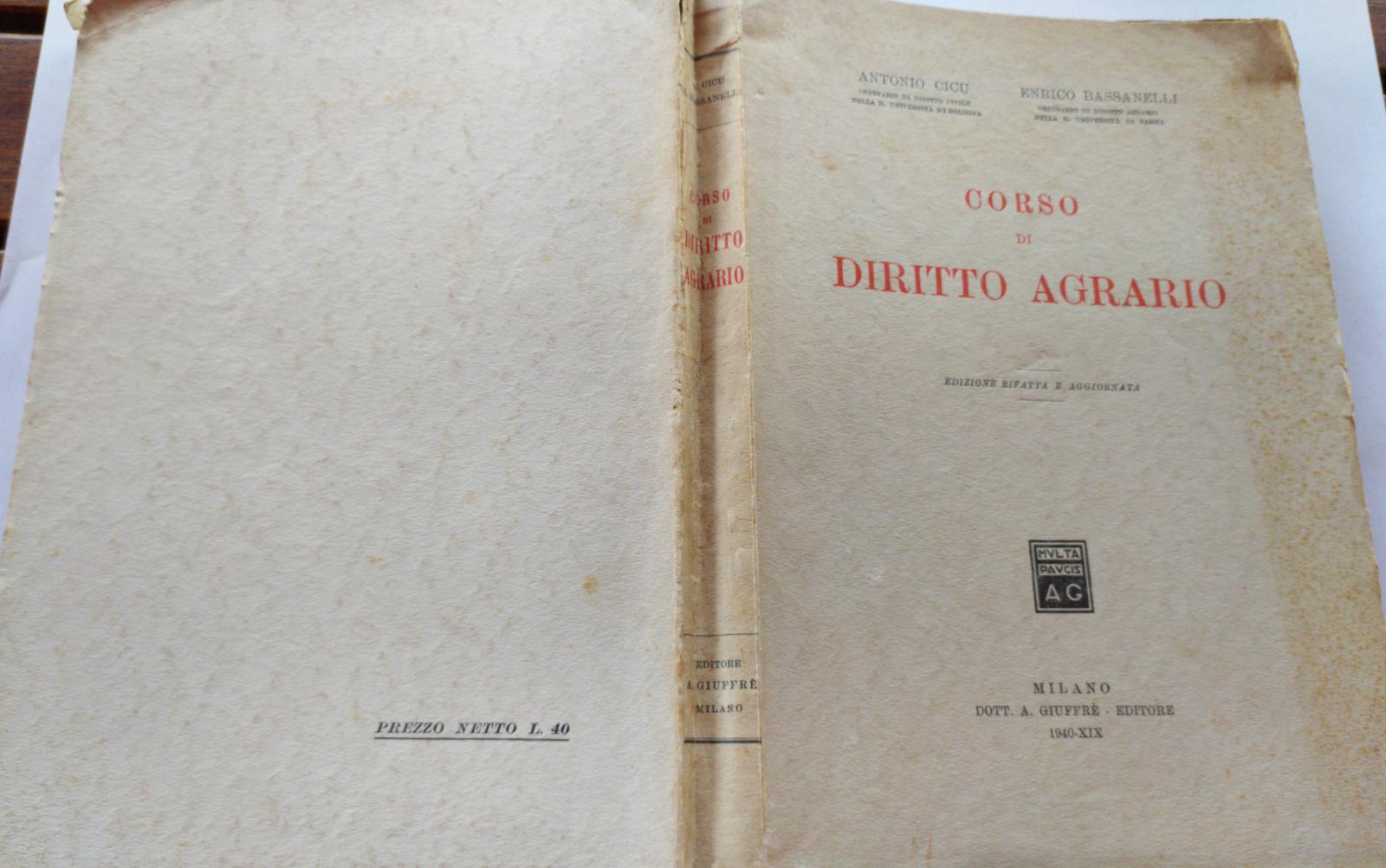 Corso di diritto agrario - copertina