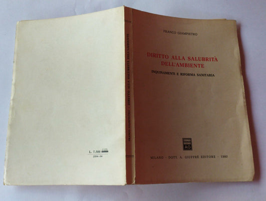 Diritto alla salubrità dell'ambiente. Inquinamenti e riforma sanitaria - copertina