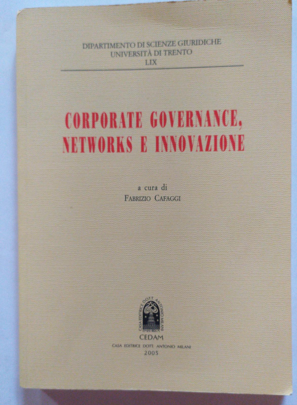 Corporate governance, networks e innovazione - copertina