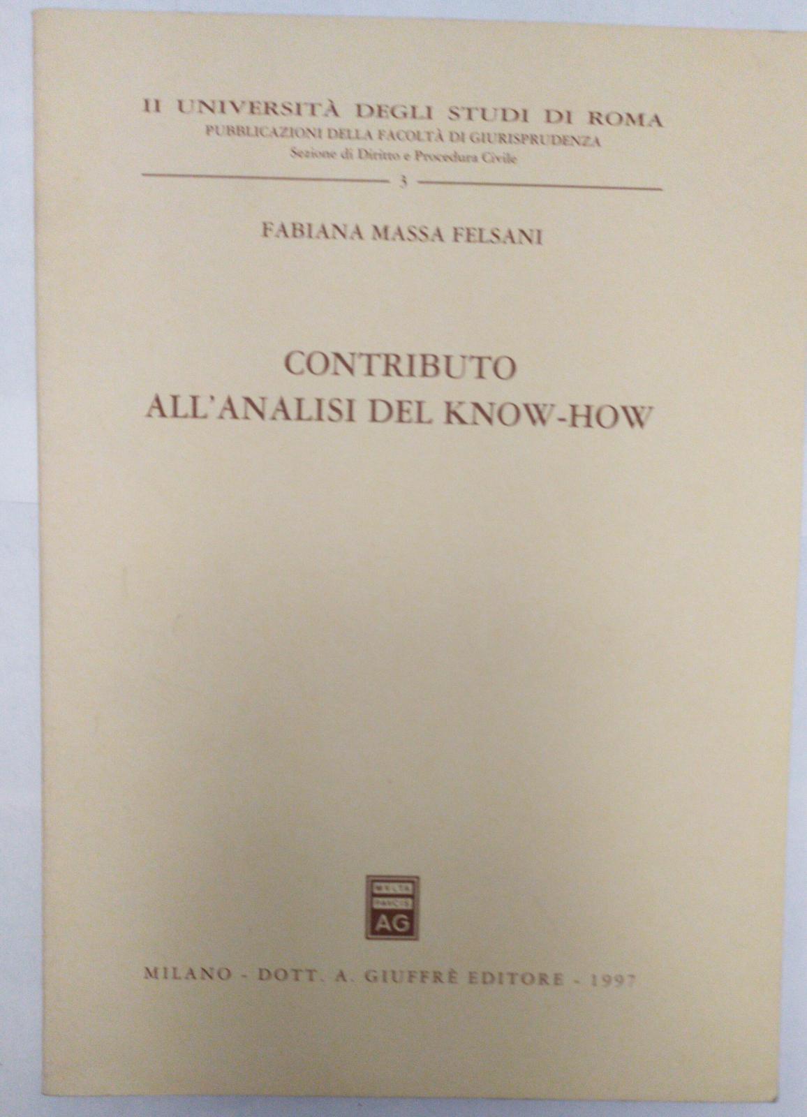 Contributo all'analisi del Know-how - copertina