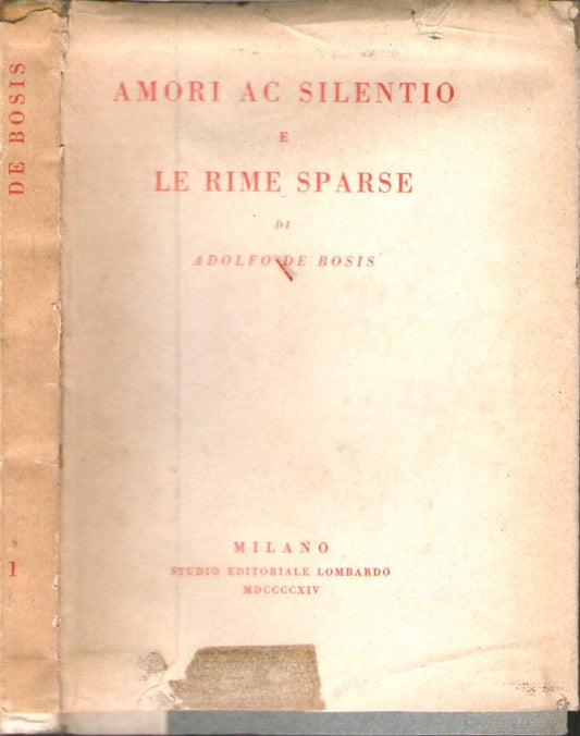 Amori ac silento e le rime sparse - copertina