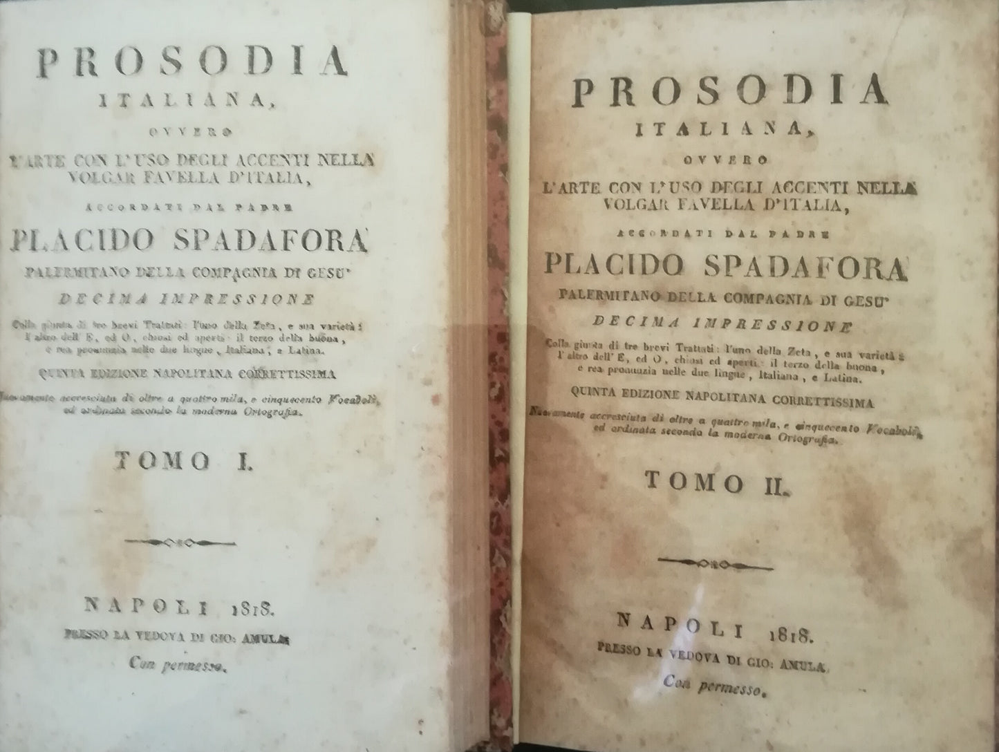 Prosodia italiana ovvero l'arte dell'uso degli accenti nella volgar favella d'Italia (..). I. II. - copertina