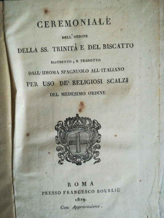 Ceremoniale dell'Ordine della SS. Trinità e de Riscatto - copertina