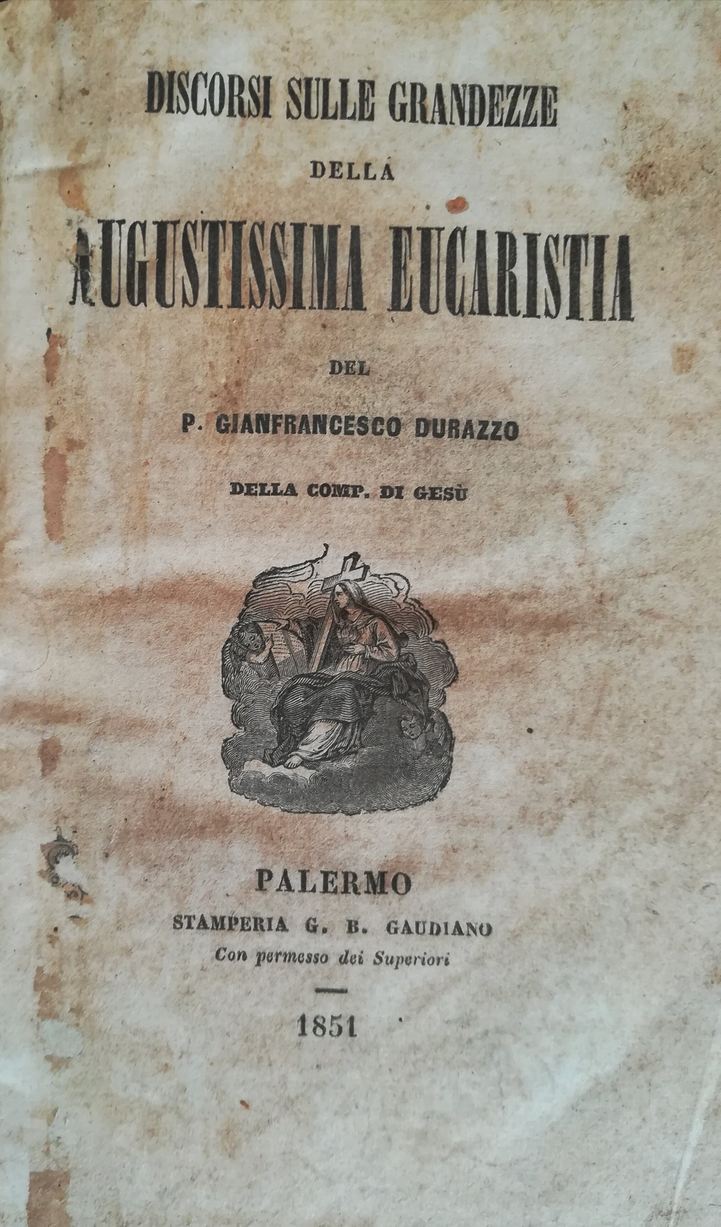 Discorsi sulle grandezze della Augustissina Eucarestia - copertina