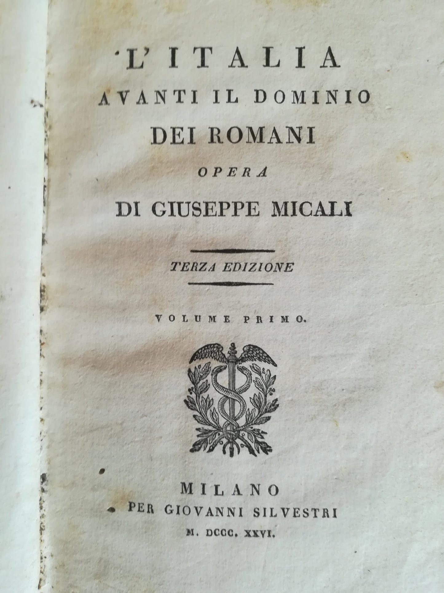 L'Italia avanti il dominio dei romani. I. - copertina
