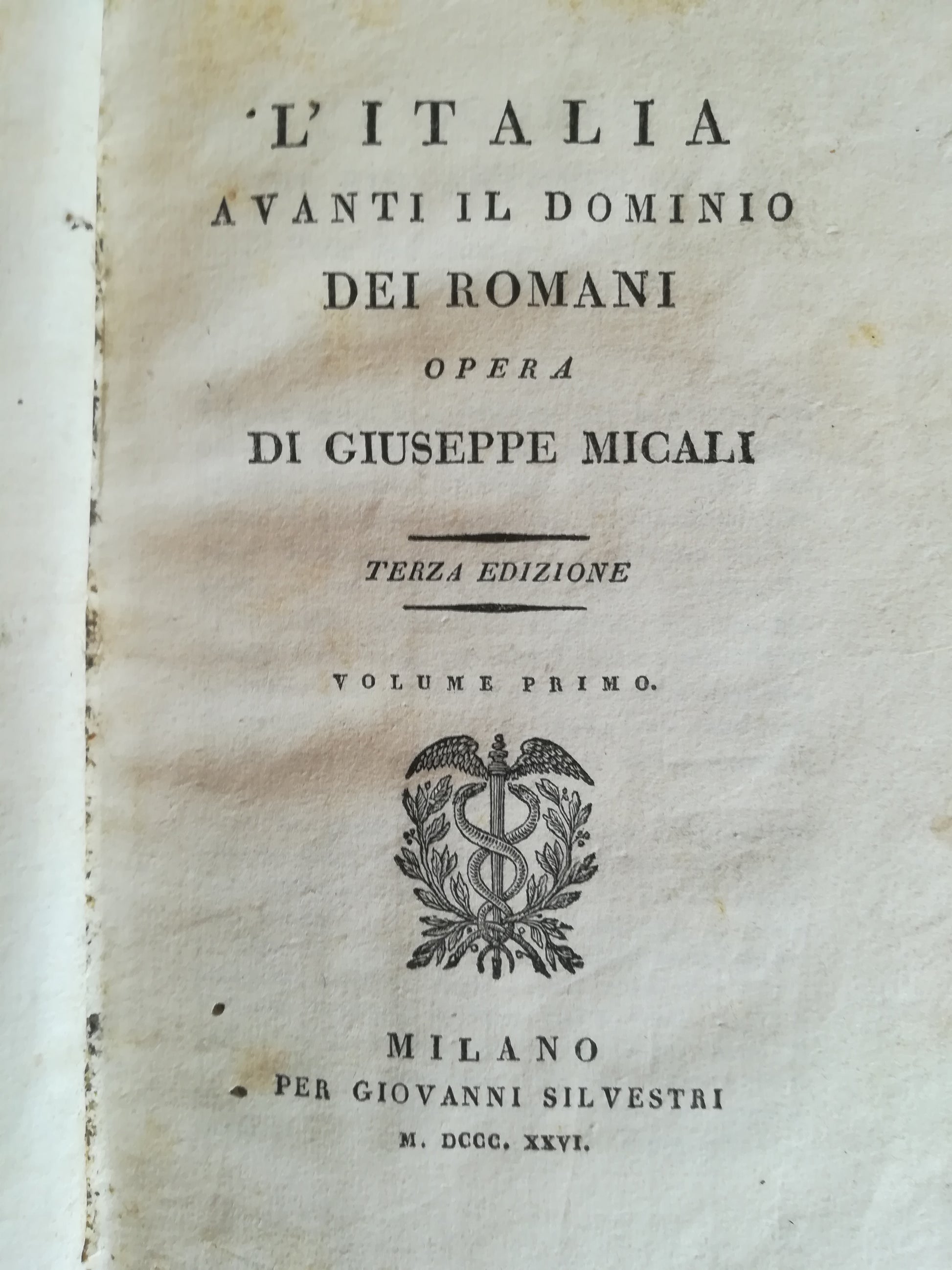 L'Italia avanti il dominio dei romani. I. - copertina