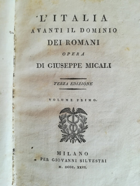 L'Italia avanti il dominio dei romani. I. - copertina