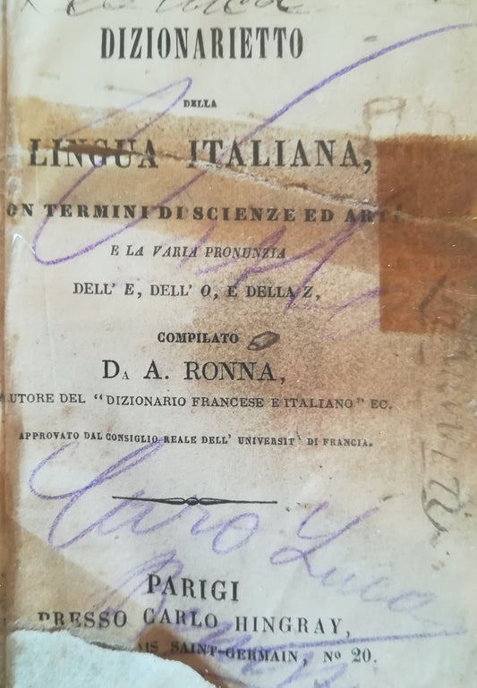 Dizionarietto della lingua italiana - copertina