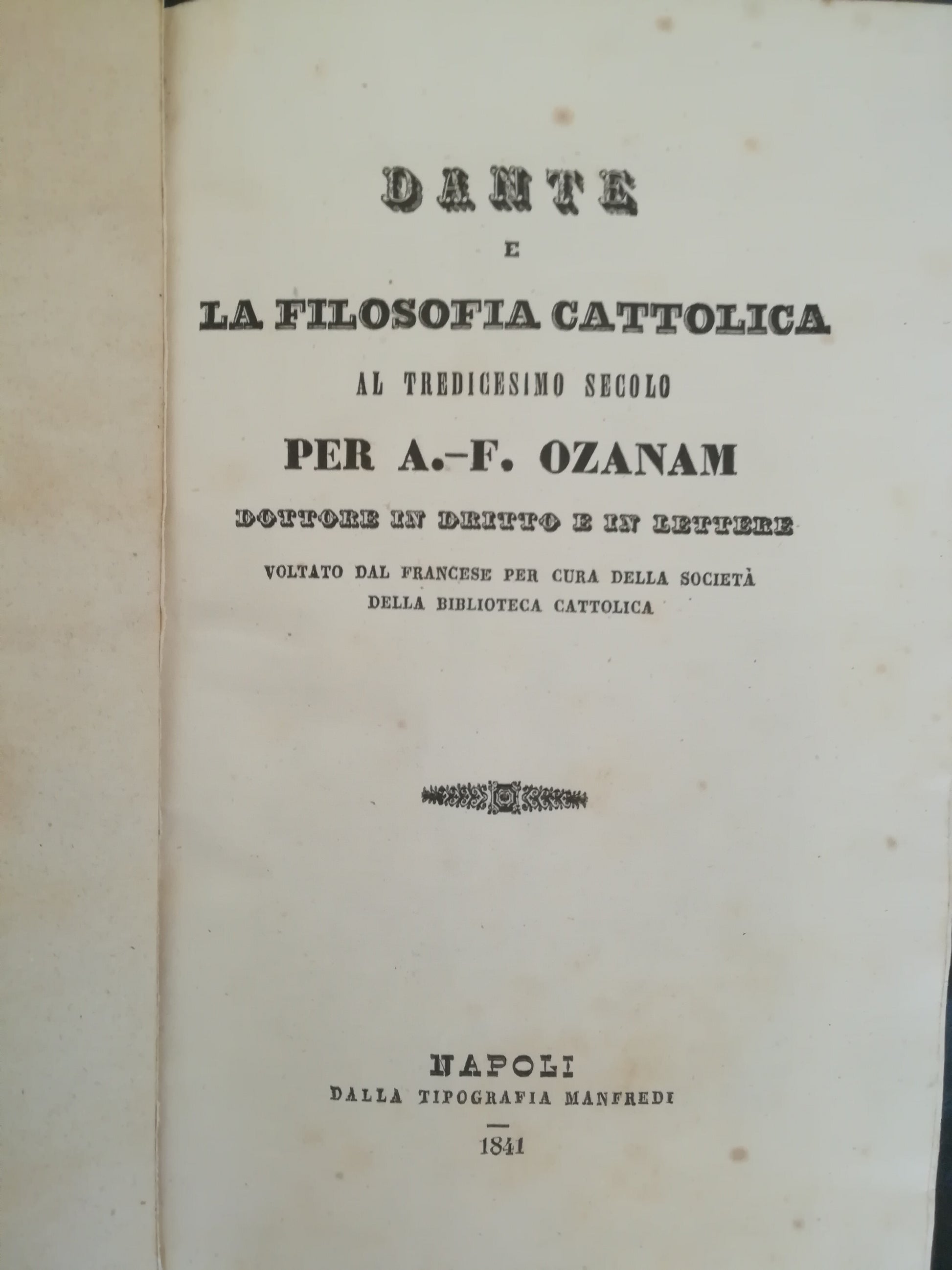 Dante e la filosofia cattolica al tredicesimo secolo - copertina
