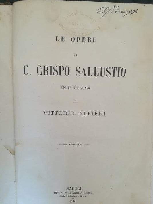 Le opere di C. Crispo Sallustio recate in italiano da Vottorio Alfieri - copertina