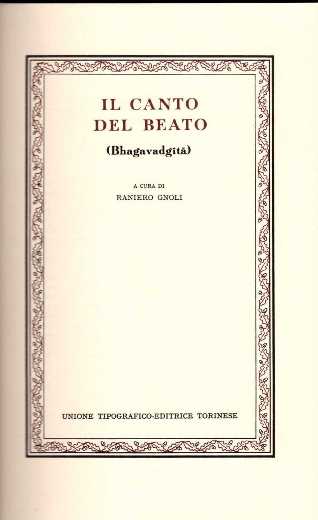 Bhagavadgita. Il canto del beato. - copertina