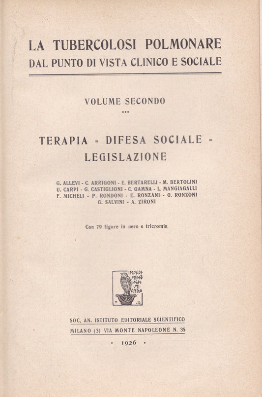La tubercolosi polmonare dal punto di vista clinico e sociale. II - copertina