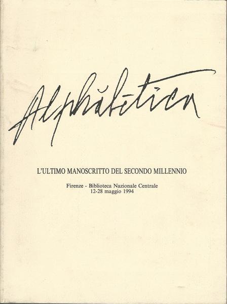 ALPHABETICA. L'ultimo manoscritto del secondo millennio - copertina