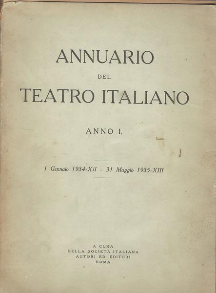 ANNUARIO DEL TEATRO ITALIANO ANNO I - copertina