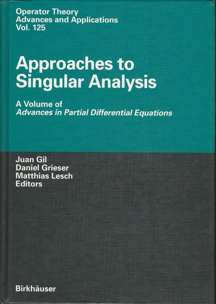 APPROACHES TO SINGULAR ANALYSIS - copertina