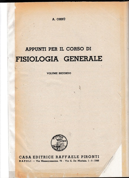 Appunti per il corso di fisiologia generale (vol. II) - copertina